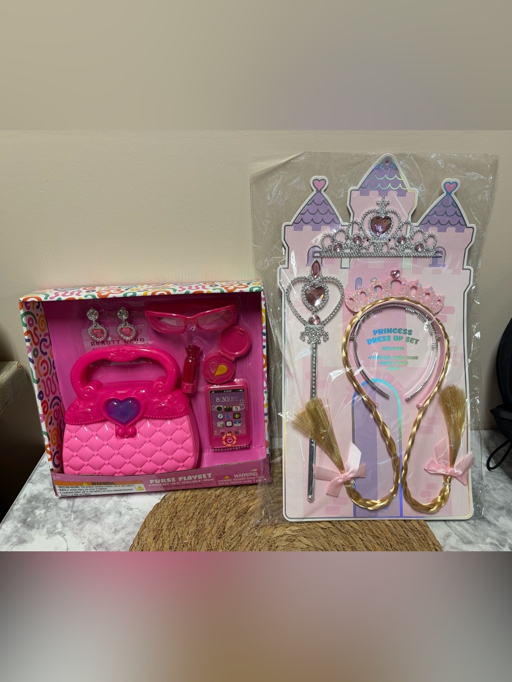 Kids Princess Dress Up Set and Pink Purse Playset